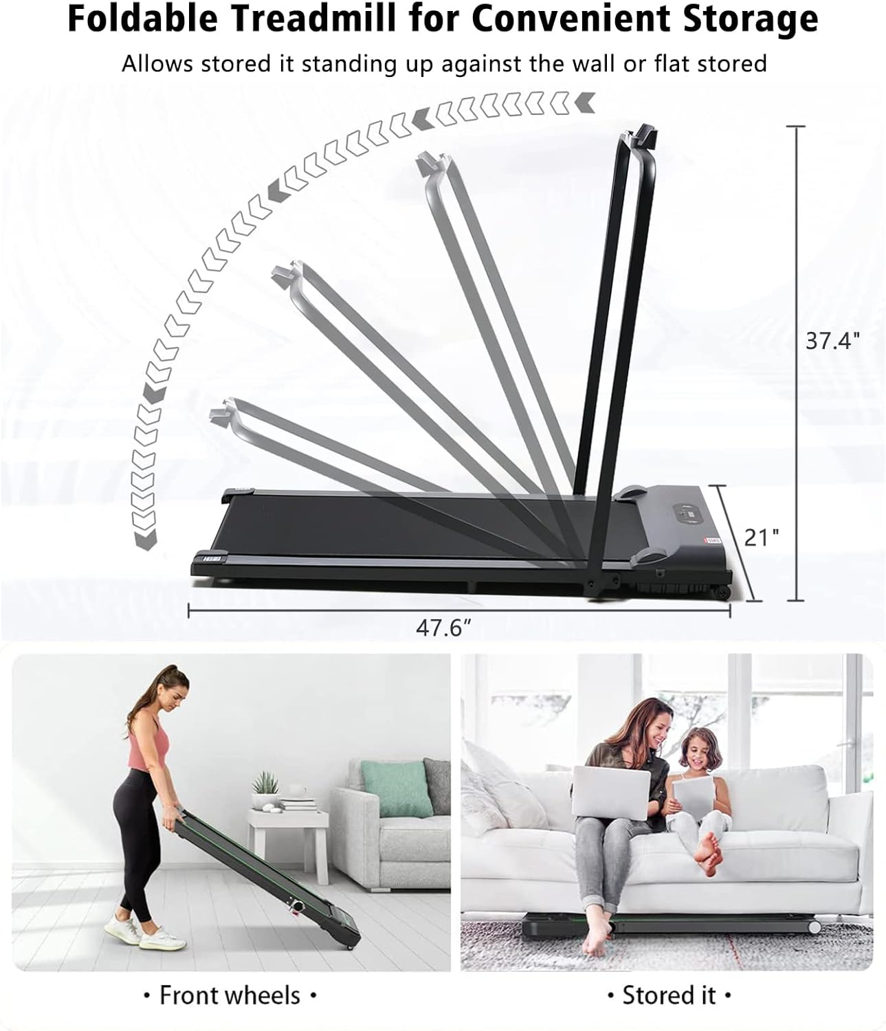 Foldable Walking Pad Treadmill Compact Flat