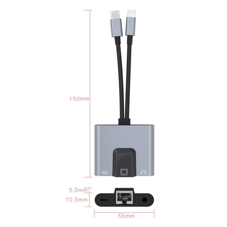 USB Type-C and Lightning to Ethernet Adapter Hub