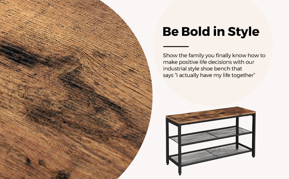 shoe bench with mesh shelves