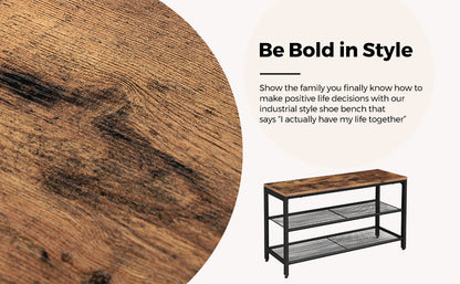 shoe bench with mesh shelves