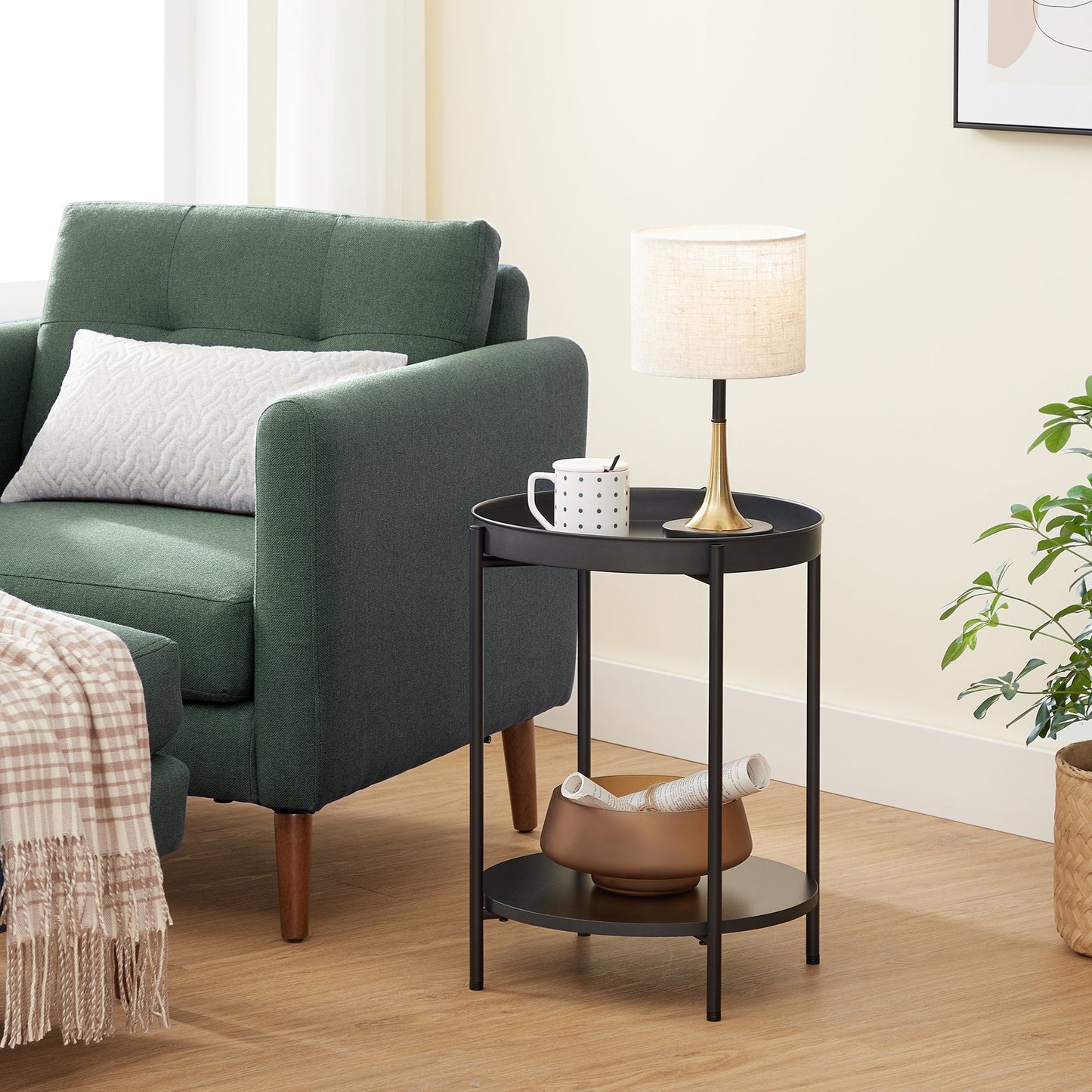 VASAGLE Bed Side Tables End Table Black