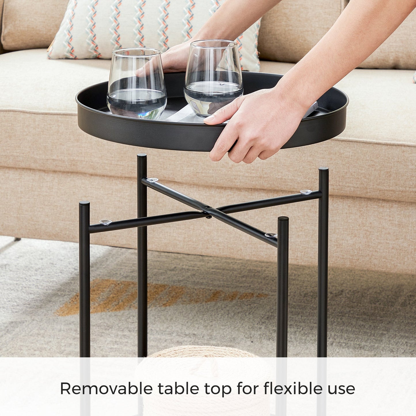 VASAGLE Bed Side Tables End Table Black