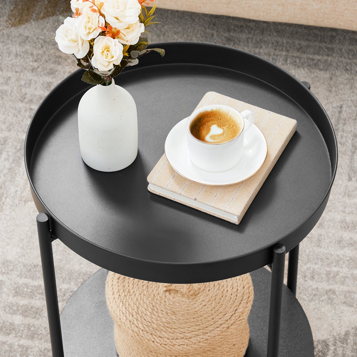 VASAGLE Bed Side Tables End Table Black