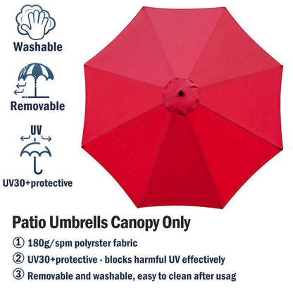 3M Parasol Replacement Cloth Round Garden Umbrella Cover For 8-Arm - The Shopsite