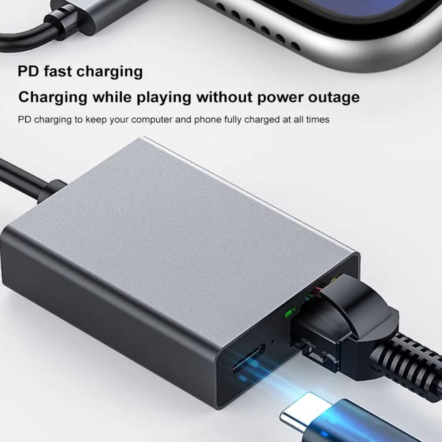 USB-C to Ethernet + Charge Adapter 100W