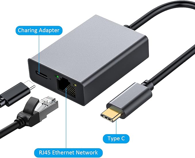 USB-C to Ethernet + Charge Adapter 100W