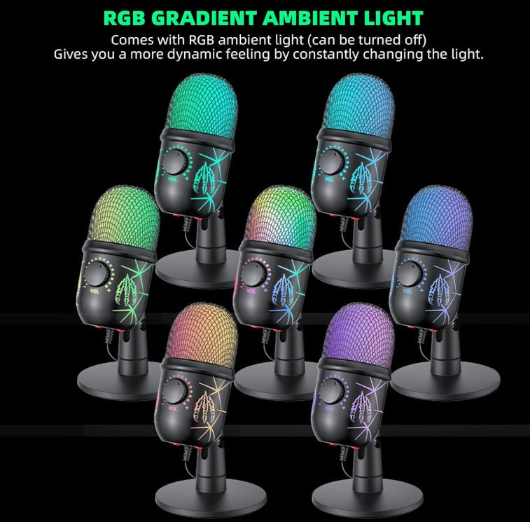 Gaming Microphone, USB PC Mic for Streaming, Podcasts, Recording, Condenser Computer Desktop Mic