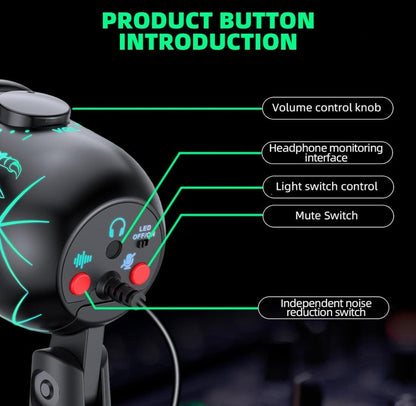 Gaming Microphone, USB PC Mic for Streaming, Podcasts, Recording, Condenser Computer Desktop Mic