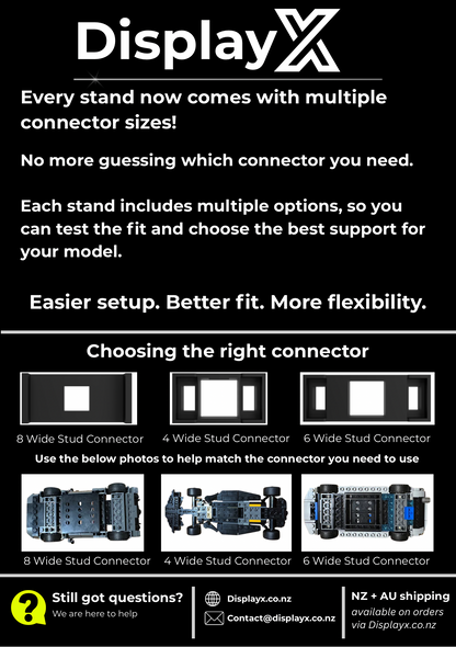 DisplayX Horizontal, Display Stand Compatible with LEGO® Speed Champion Sets - Variable Heights