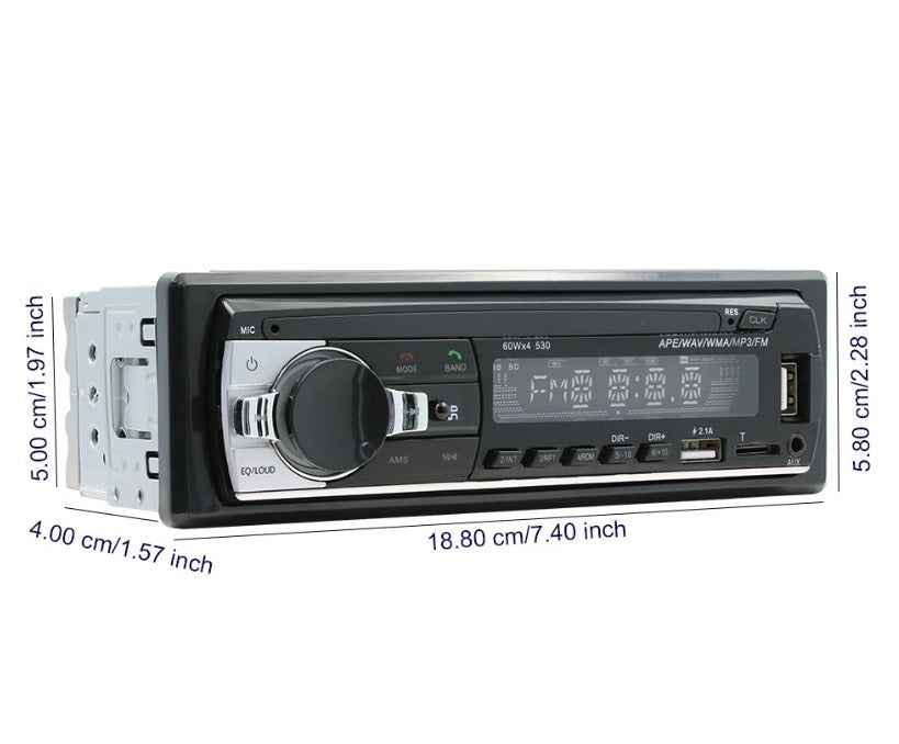 Universal Car Radio MP3 Player FM/BT/AUX/ USB/Phone Charging