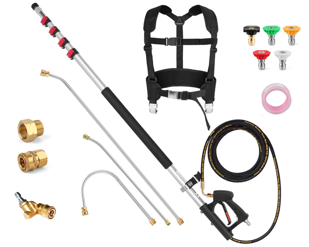 Telescoping Pressure Washer 7.3m Pole with Harness