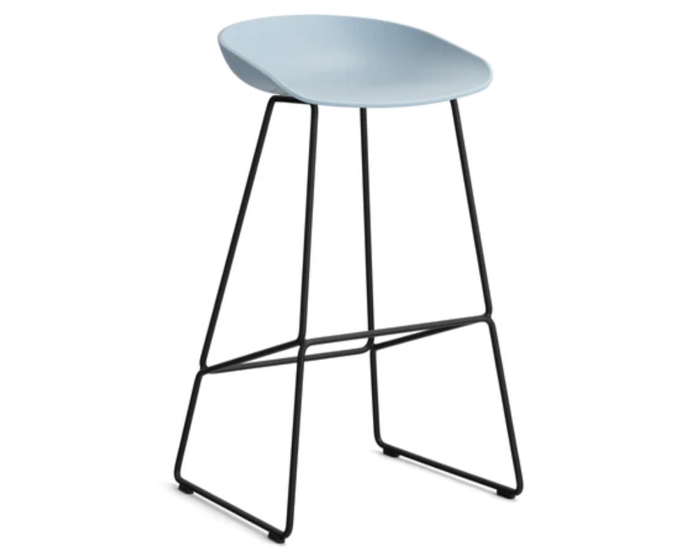 Modern Scandinavian Bar Stool Metal Leg BarStool (Slate Blue)
