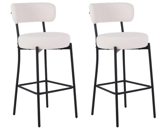Set of 2 Boucle Bar Stools Counter Bar Stool
