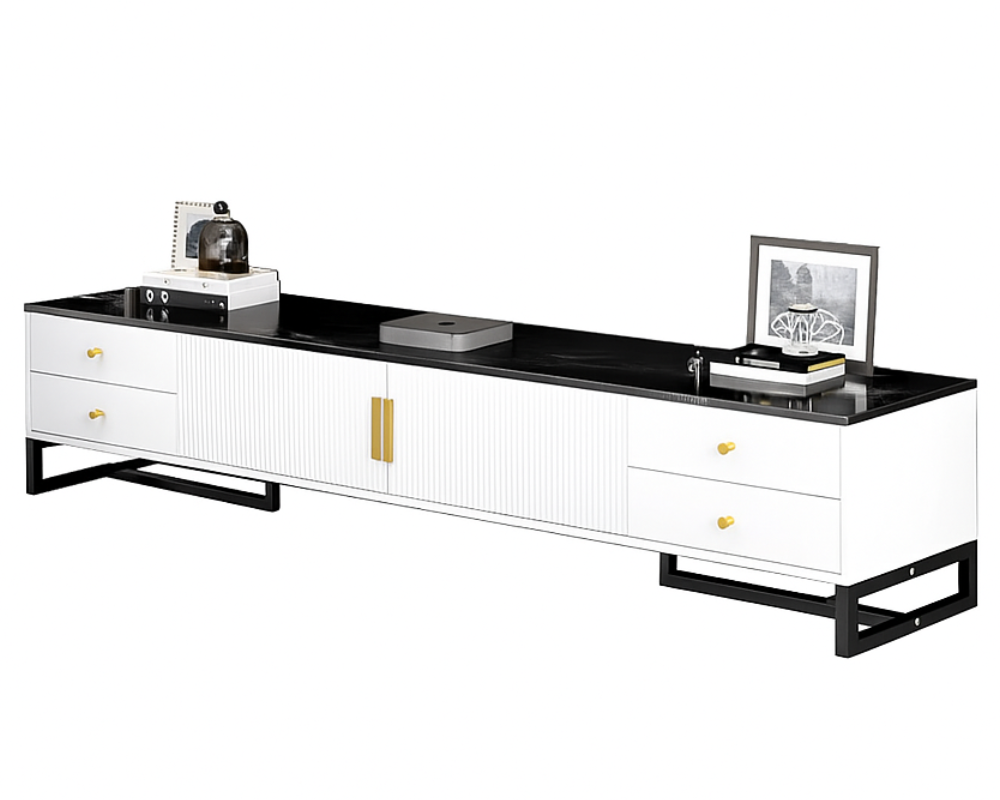 Unique Entertainment Unit TV Cabinet Console Table (Black and White)