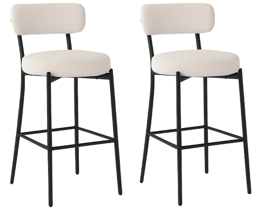 Set of 2 Boucle Bar Stools Counter Bar Stool