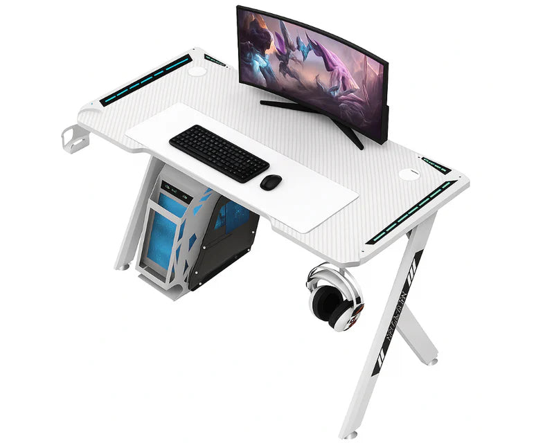 Gaming Desk & Chair Combo - RGB LED Desk + RGB LED Gaming Chair with Footrest