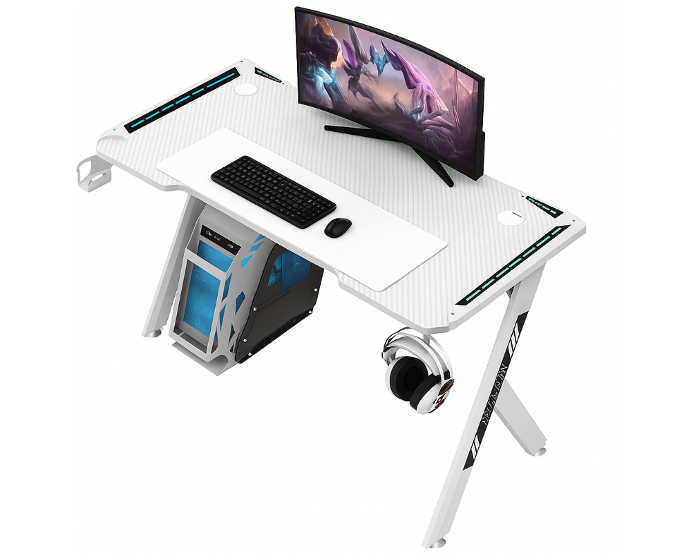 120cm Gaming Desk Computer Desk table with LED light Wireless Charger