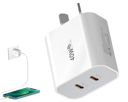 40W DUAL USB C PD Fast Charging Wall USB C Charger Power Adapter Type C