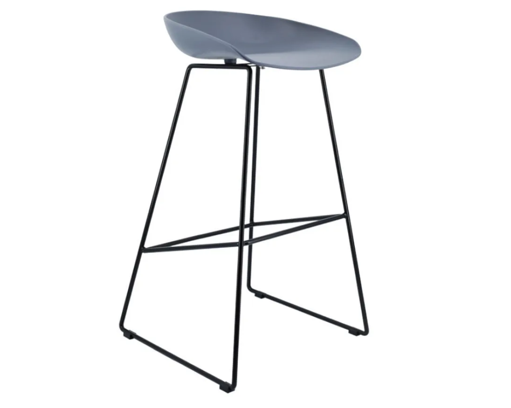 Modern Scandinavian Bar Stool Metal Leg BarStool (Slate Blue)