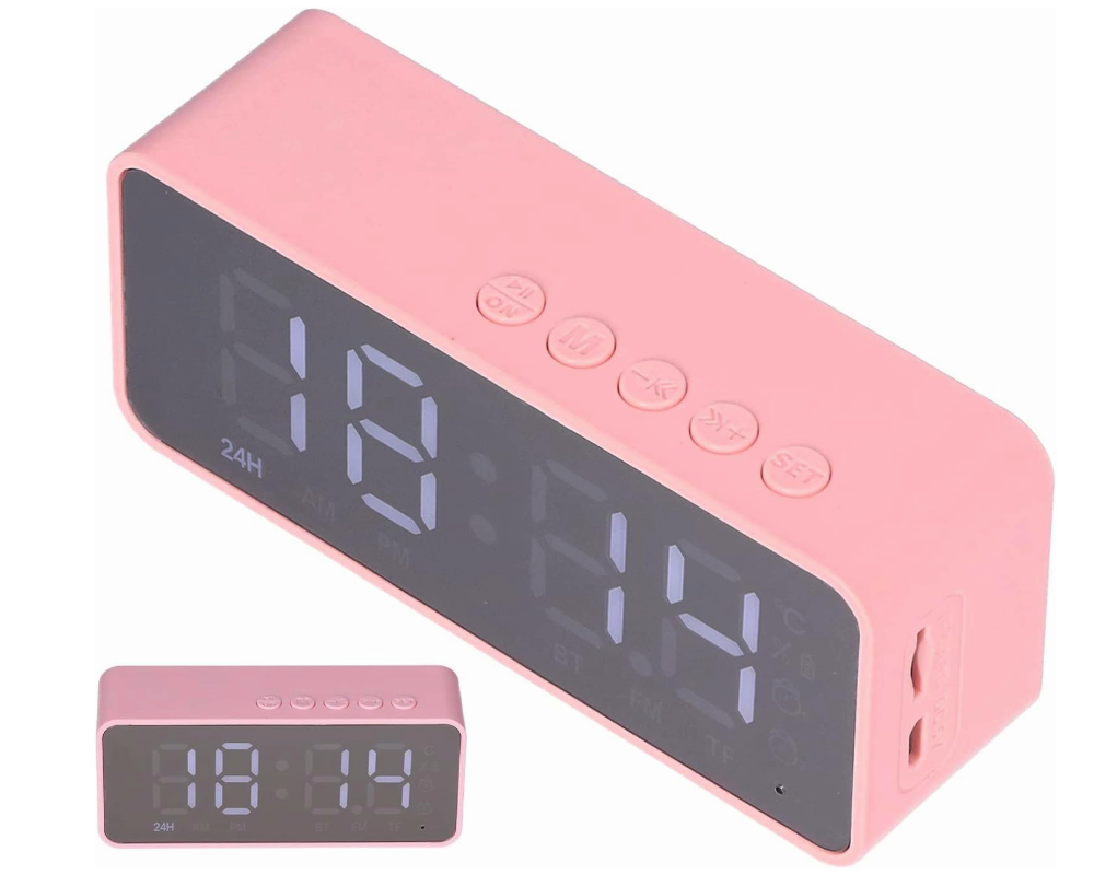 Digital Smart Alarm Clock With Bluetooth Speaker (Pink)