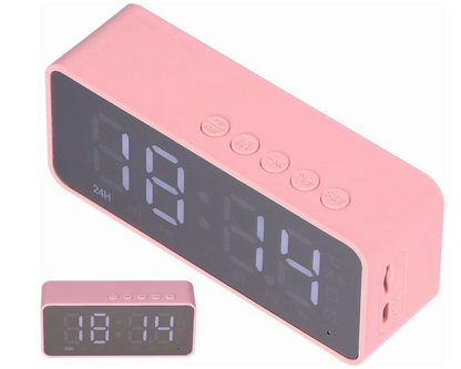 Digital Smart Alarm Clock With Bluetooth Speaker (Pink)