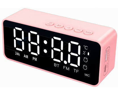 Digital Smart Alarm Clock With Bluetooth Speaker (Pink)