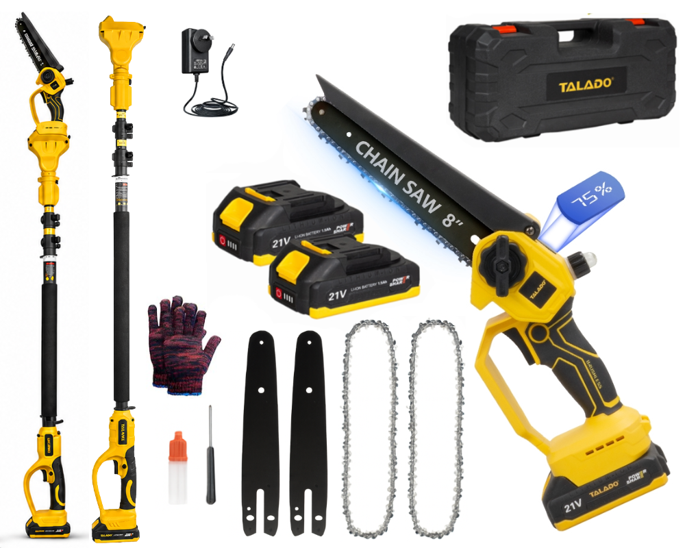 Mini Chain saw Cordless Power Chain Saws 8" with Extension Pole & Battery System