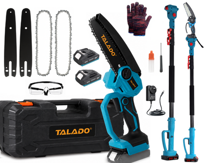 Mini Chain saw Cordless Power Chain Saws 6" with Extension Pole & Battery System