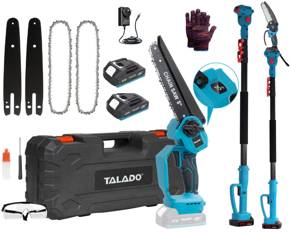 Mini Chain saw Cordless Power Chain Saws 8" with Extension Pole & Battery System
