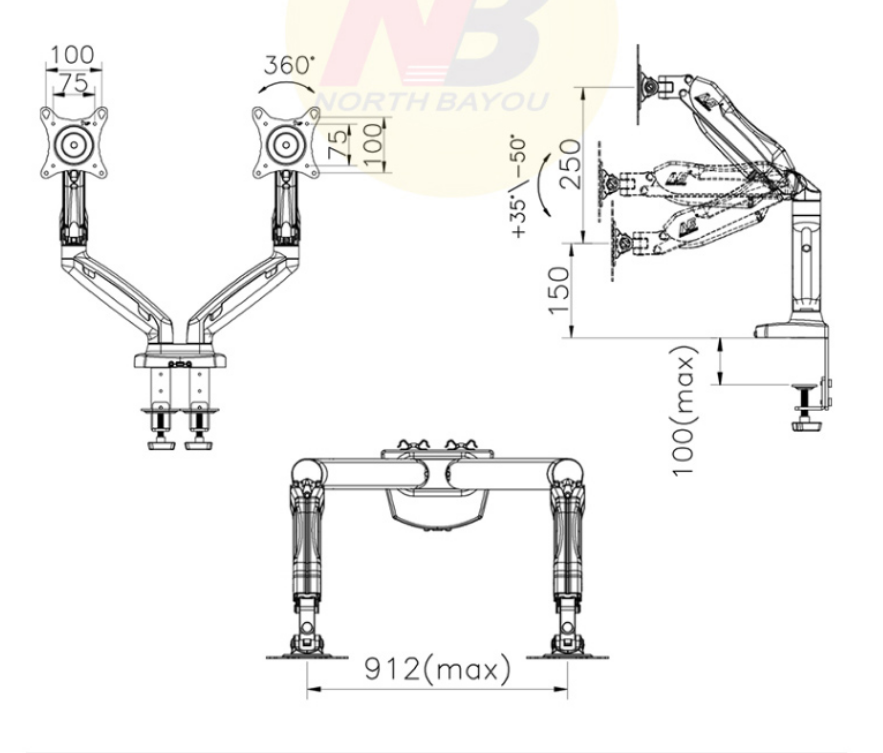 Dual arm monitor stand Hydraulic