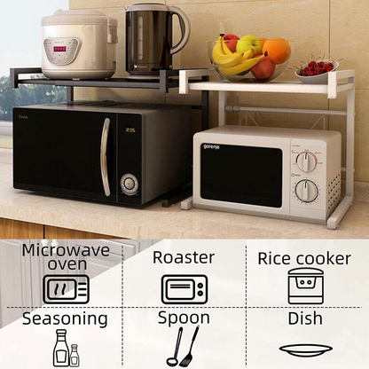 Microwave Shelf Kitchen Organizer Oven Rack Toaster Stand Storage Cabinet (White)