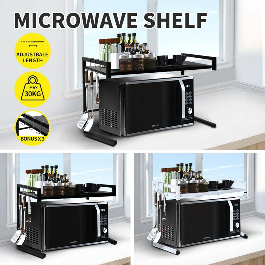 Microwave Shelf Kitchen Organizer Oven Rack Toaster Stand Storage Cabinet (White)