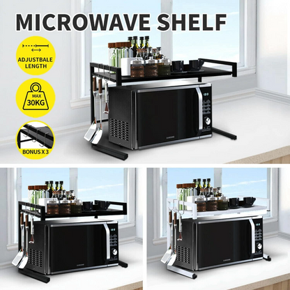 Microwave Shelf Kitchen Organizer Oven Rack Toaster Stand Storage Cabinet (White)