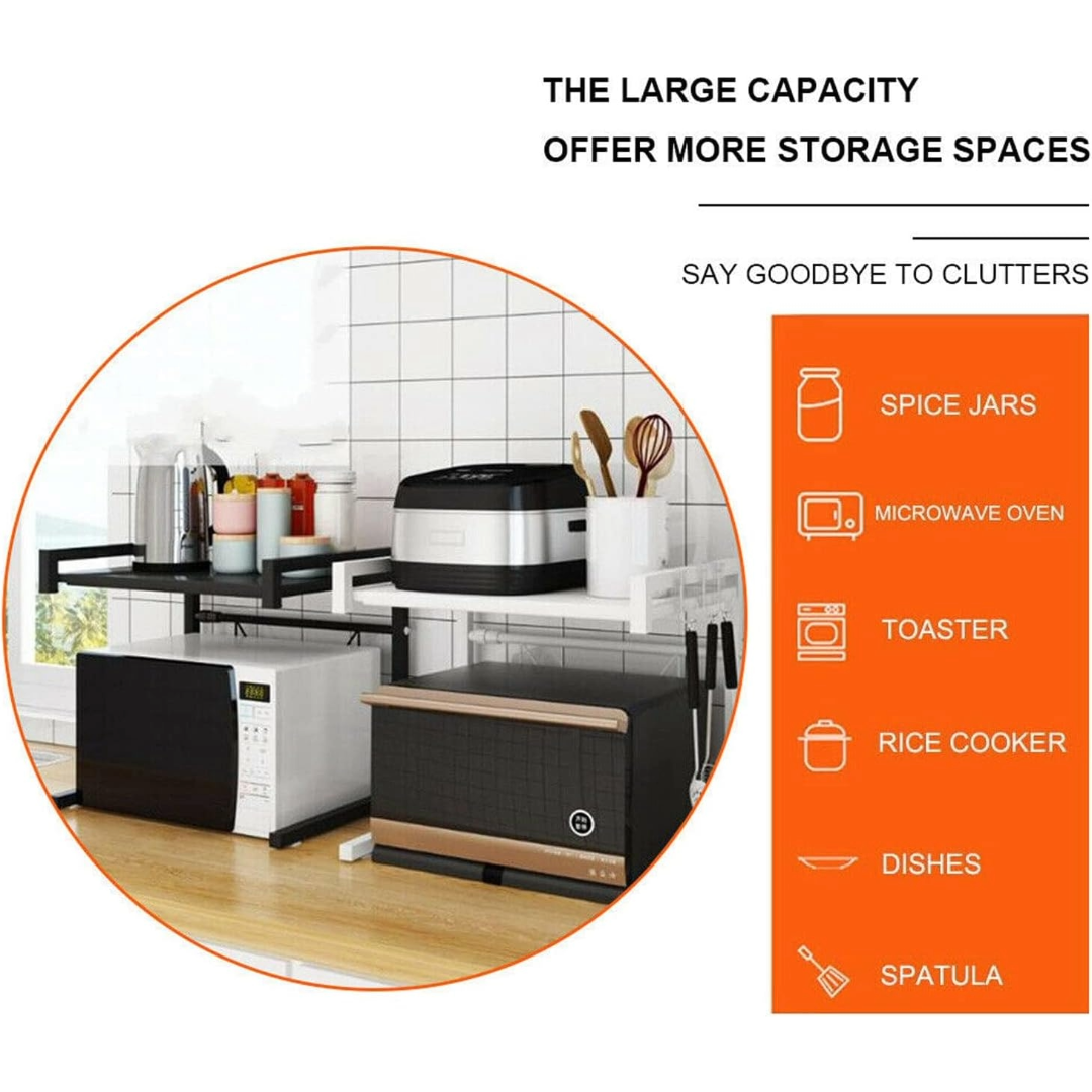 Microwave Shelf Kitchen Organizer Oven Rack Toaster Stand Storage Cabinet (White)