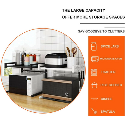 Microwave Shelf Kitchen Organizer Oven Rack Toaster Stand Storage Cabinet (White)