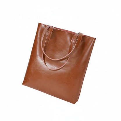 Urban Essential Caramel Brown Large Leather Tote Bag