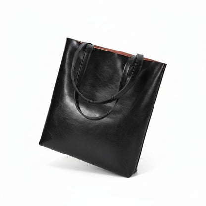 Urban Essential Black Large Leather Tote Bag