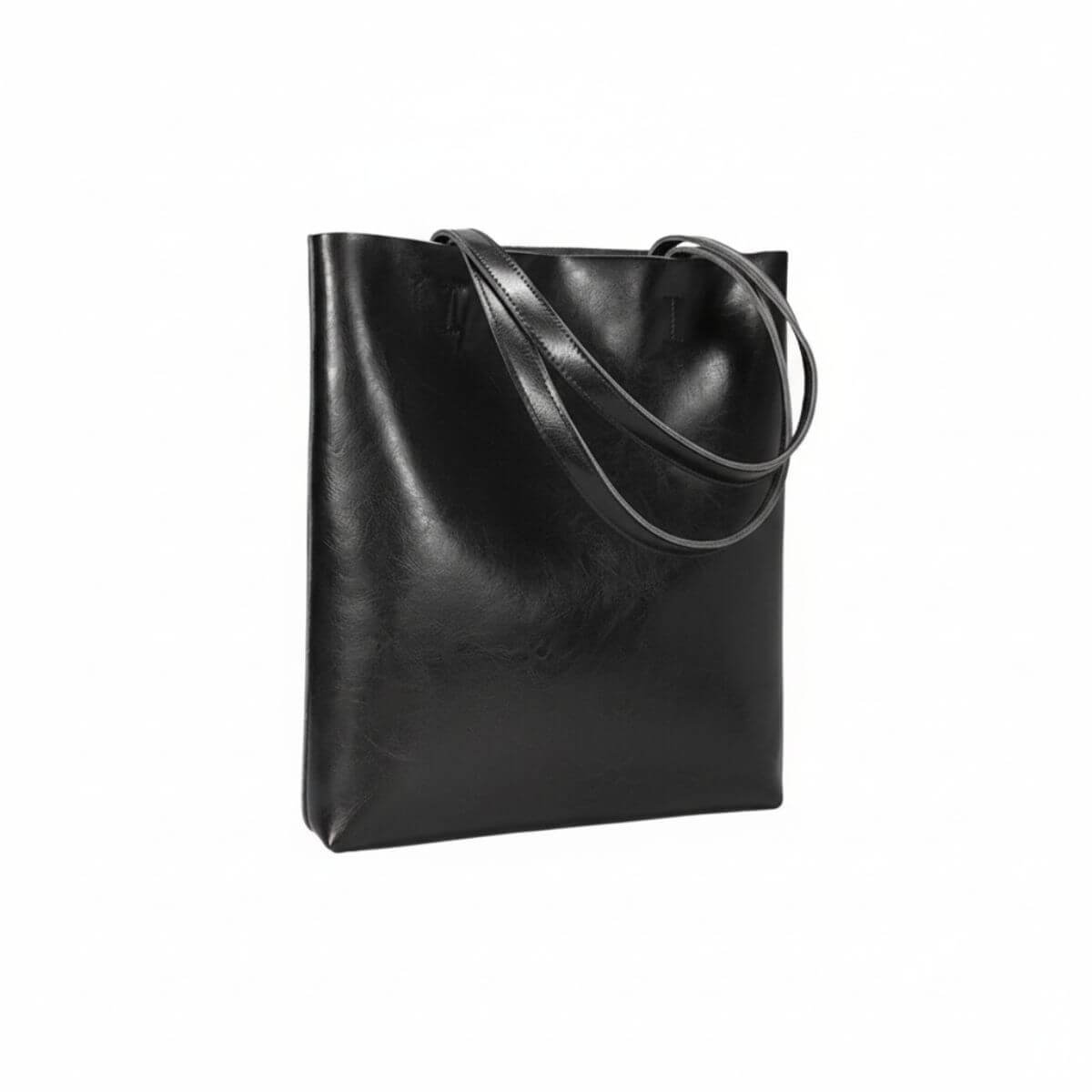 Urban Essential Black Large Leather Tote Bag