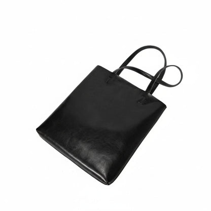 Urban Essential Black Large Leather Tote Bag