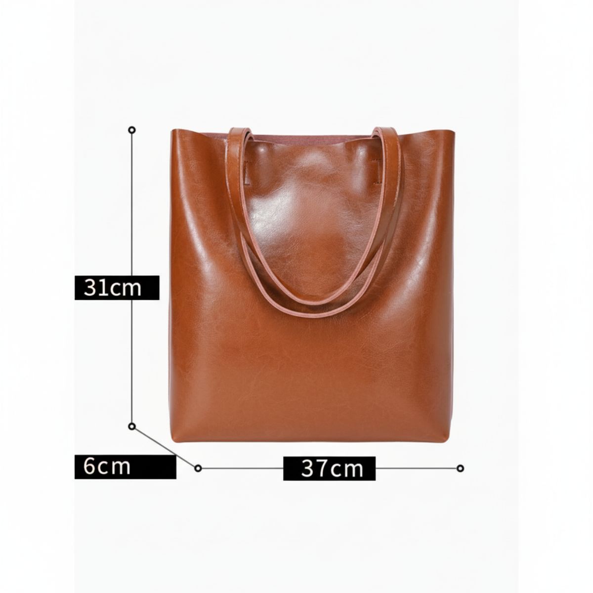 Urban Essential Caramel Brown Large Leather Tote Bag