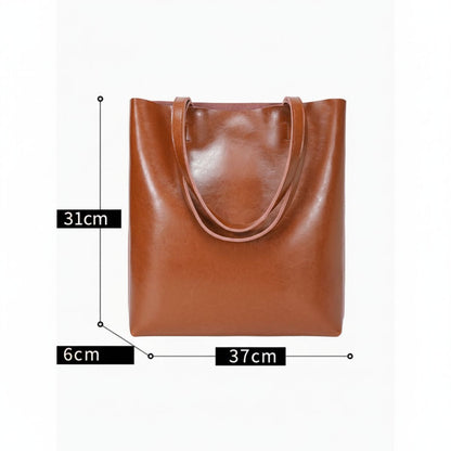Urban Essential Caramel Brown Large Leather Tote Bag