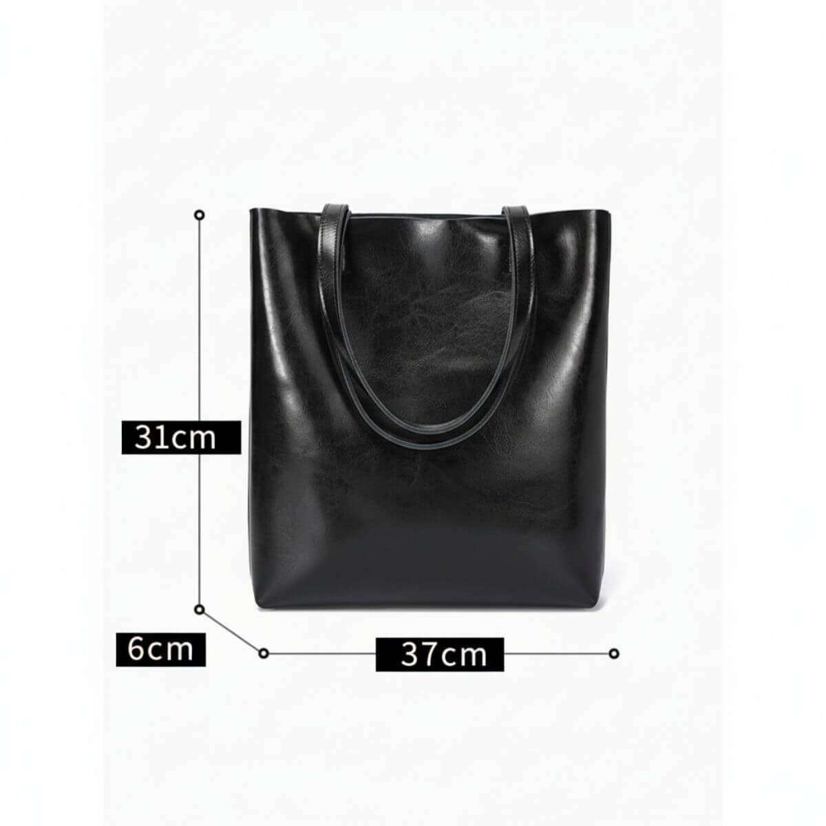Urban Essential Black Large Leather Tote Bag