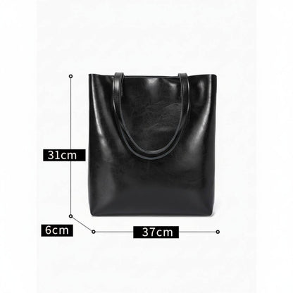 Urban Essential Black Large Leather Tote Bag