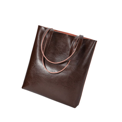 Urban Essential Brown Large Leather Tote Bag