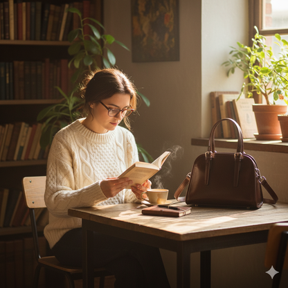 Urban Grace Coffee Brown Leather Mini Tote Bag