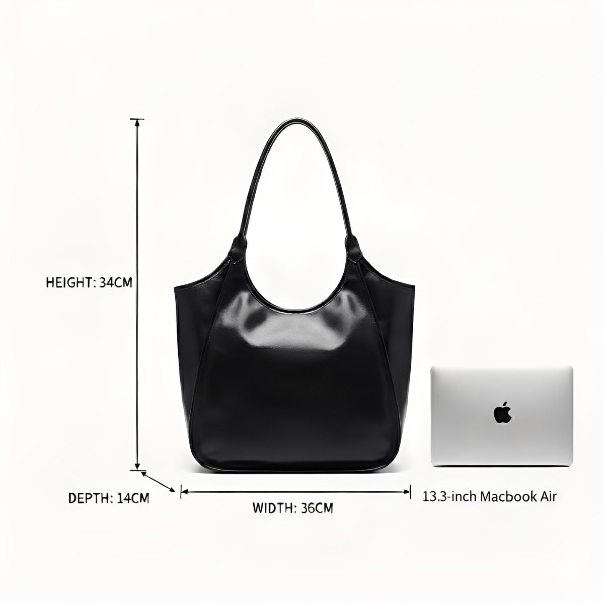 Urban Elegance Black large Leather Tote Bag