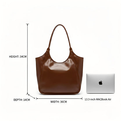 Urban Elegance Coffee Brown Large Leather Tote Bag