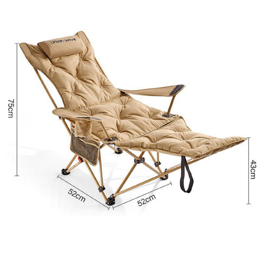 Urban Wave Folding Camping Chair with Footrest & Recline – 2-in-1 Portable Outdoor Chair YQ5043