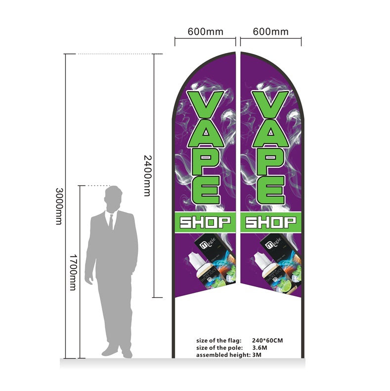 WOF 3.4M SET- Pre-print Double Sided Feather Banner Flag Business Commersial 3M SET