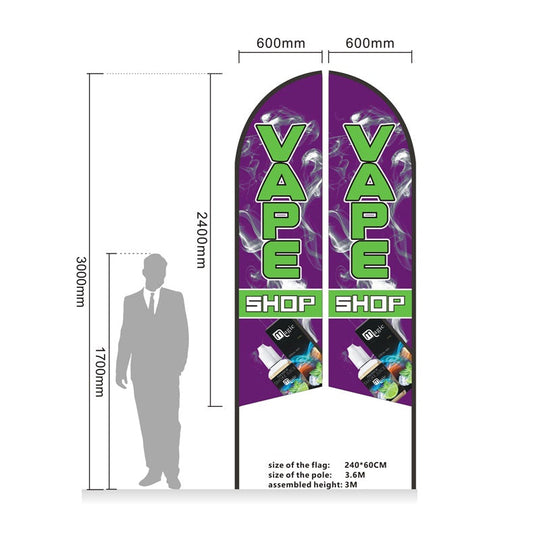 VAPE - Pre-print Double Sided Feather Banner Flag Business Commersial 3M